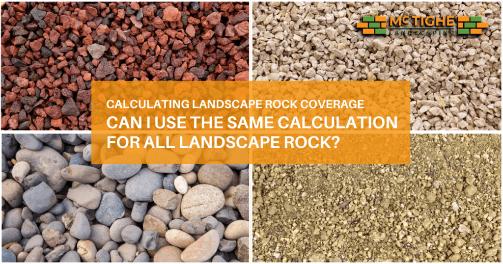 Different types of landscape rocks displayed with size comparisons